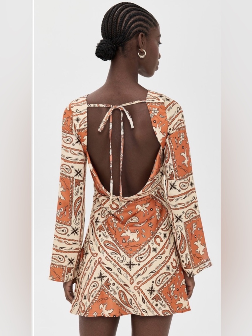NWT Bailey Rose Mini Dress in Burnt Orange Paisley, Size Small - Picture 2 of 5